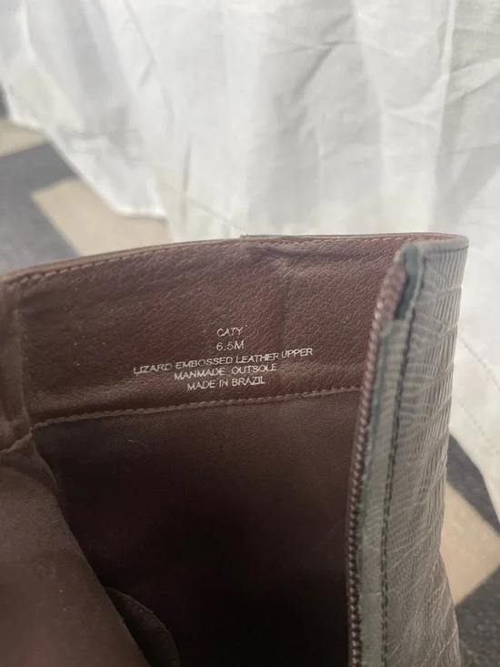 Matisse Dark Brown Croc-Embossed Pointed Ankle Boot - Picture 6 of 6